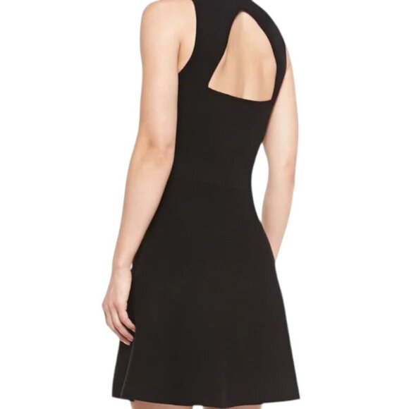 Theory Maysen Prosecco Black Sleeveless Cut Out Back Fit and Flare Dress - Picture 3 of 14
